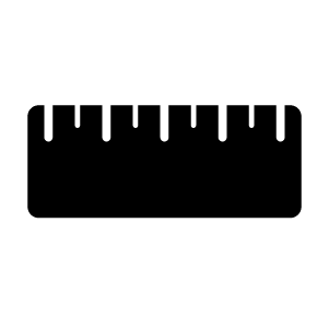 Une icône de règle noire sur fond blanc.