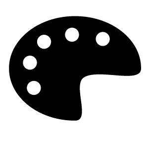 Une palette noire avec des cercles blancs dessus sur un fond blanc.