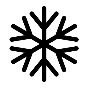 Une silhouette noire et blanche d'un flocon de neige sur fond blanc.