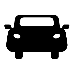 Une silhouette noire et blanche d'une voiture sur fond blanc.