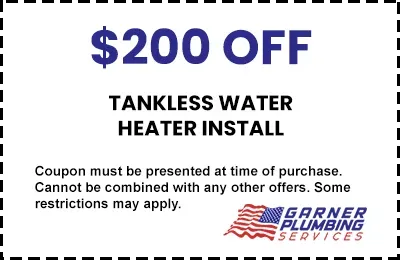 A coupon for $ 200 off tankless water heater install