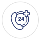 An icon of a phone with the number 24 on it.