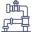 A line drawing of a pipe with a valve attached to it.