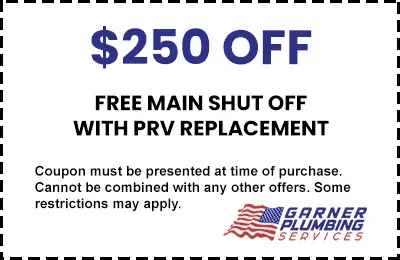 A coupon for garner plumbing services that says $ 250 off