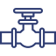 A line drawing of a valve on a pipe.