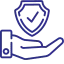 A hand is holding a shield with a check mark on it.