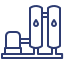 It is a line icon of a water treatment plant.