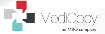 The logo for medicopy is a mro company