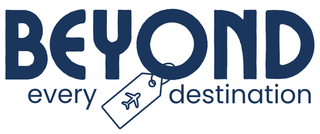 Logo: "BEYOND" in dark blue, beneath "every destination," with a travel tag graphic.