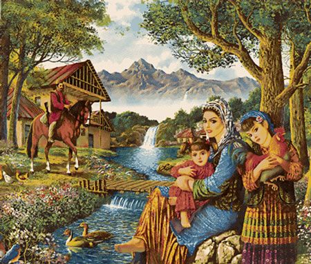 تابلو فرش ماشینی - 700 شانه - 10 رنگ - اندازه 70*100 - کد 146