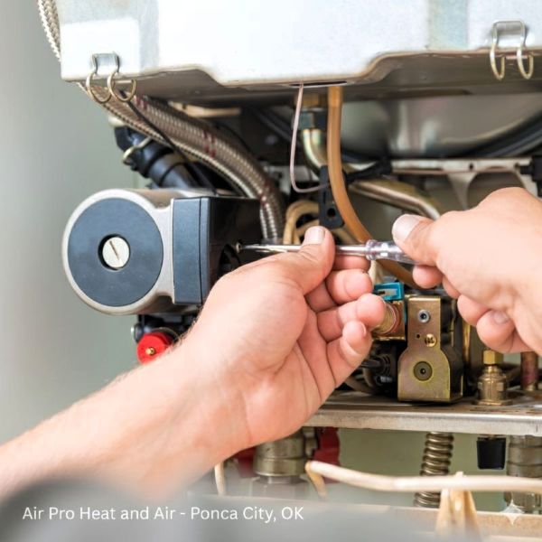 A person is giving a thumbs up in front of an air conditioner condenser