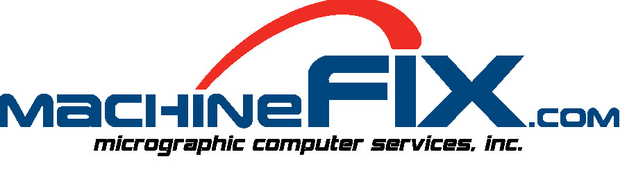 A logo for machinefix.com micrographic computer services inc. 1