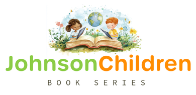 Children reading a book, green and orange text