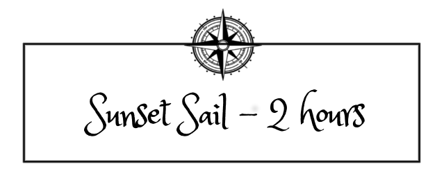 A logo for sunset sail - 2 hours with a compass on it. A logo for sunset sail - 2 hours with a compass on it.