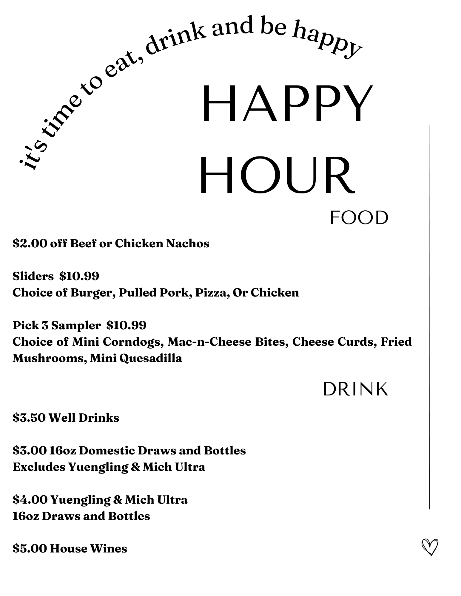 Happy Hour Menu — Kansas City, MO — The Limit Pub and Grub