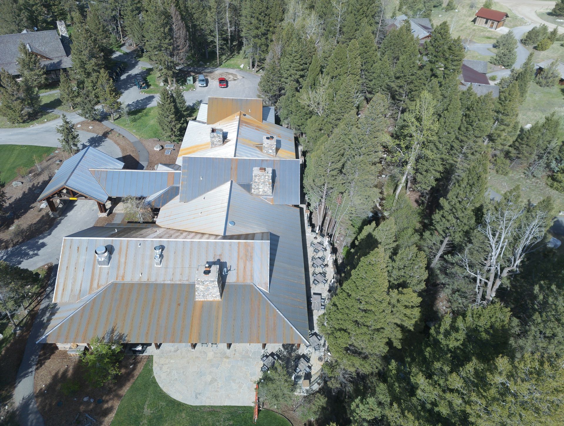 22 gauge weathering steel roofing being installed on a residential roof in Missoula