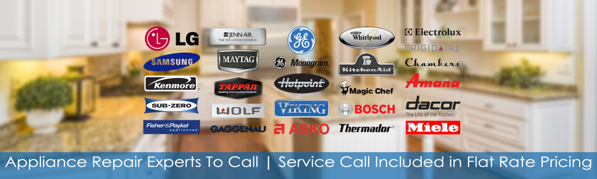 appliance repair experts to call service call included in for rate pricing