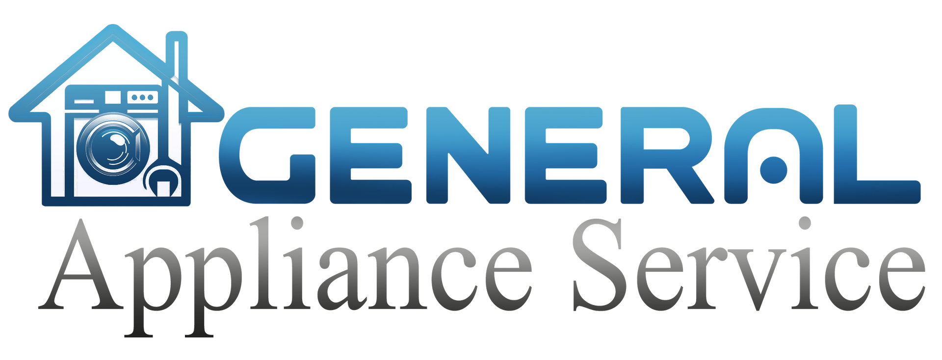 the logo for general appliance service shows a house and a washer and dryer .