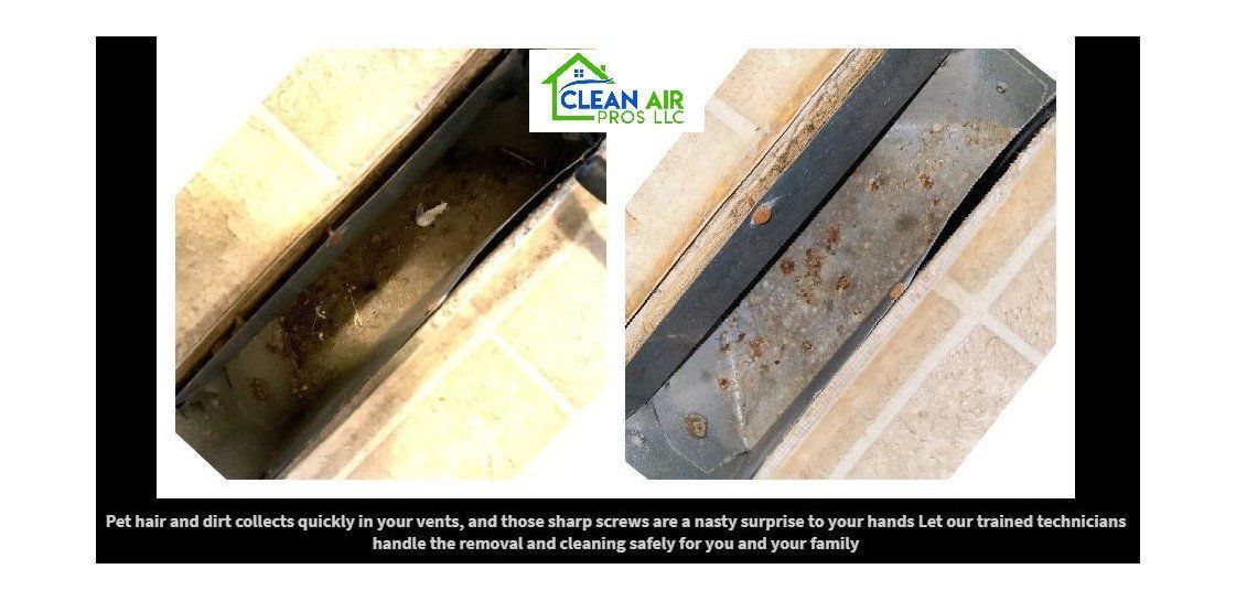 Before and after shots of a cleaned tile grout. The grout is gray and the tile is beige.