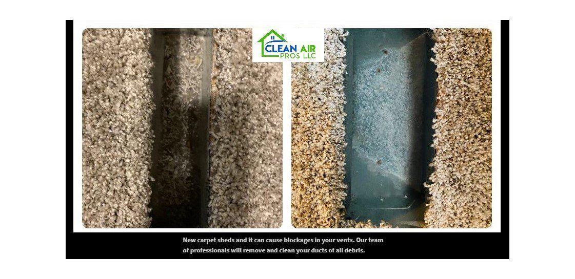 Two photos of a trench in a surface. Left photo is dark; right is bright blue, possibly after treatment.