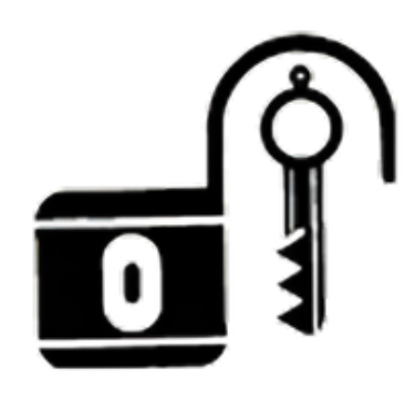 Open padlock with a key, showing the number 