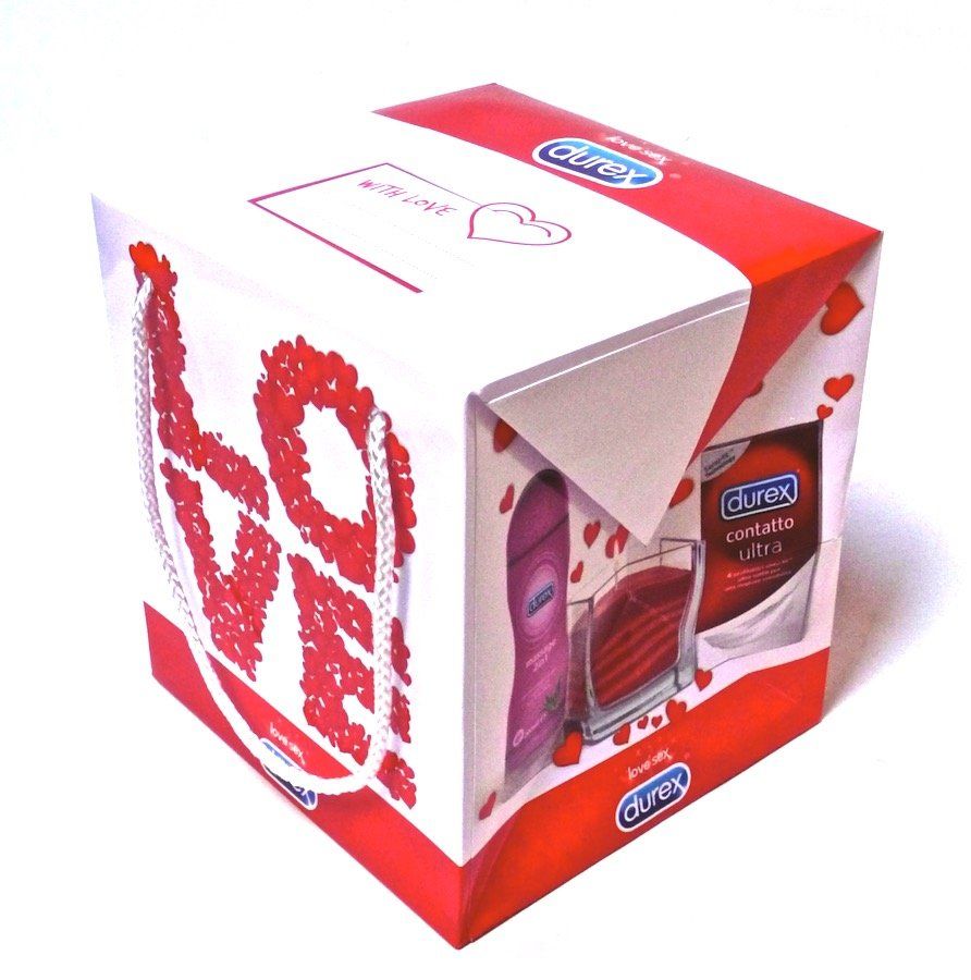 busta-scatola in carta con prodotti Durex