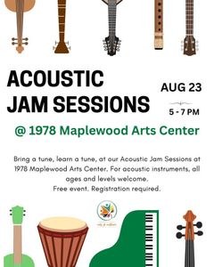 Information on an Acoustic Jam Session at 1978 Maplewood Art Center