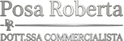 Logo per Posa Roberta, commercialista professionista (Dott.ssa Commercialista), con il suo nome e un emblema monogramma.