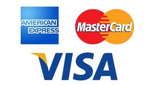 American express mastercard and visa logos on a white background