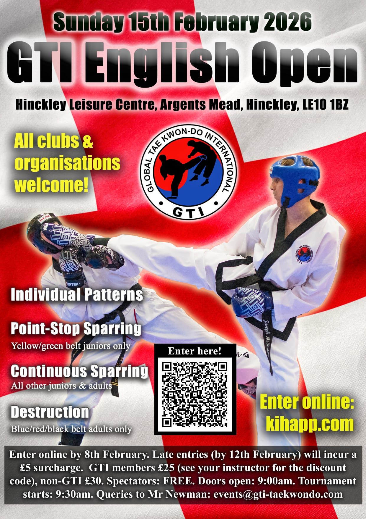 Enter online Image of poster with QR link for GTI 2026 English Open Championships.