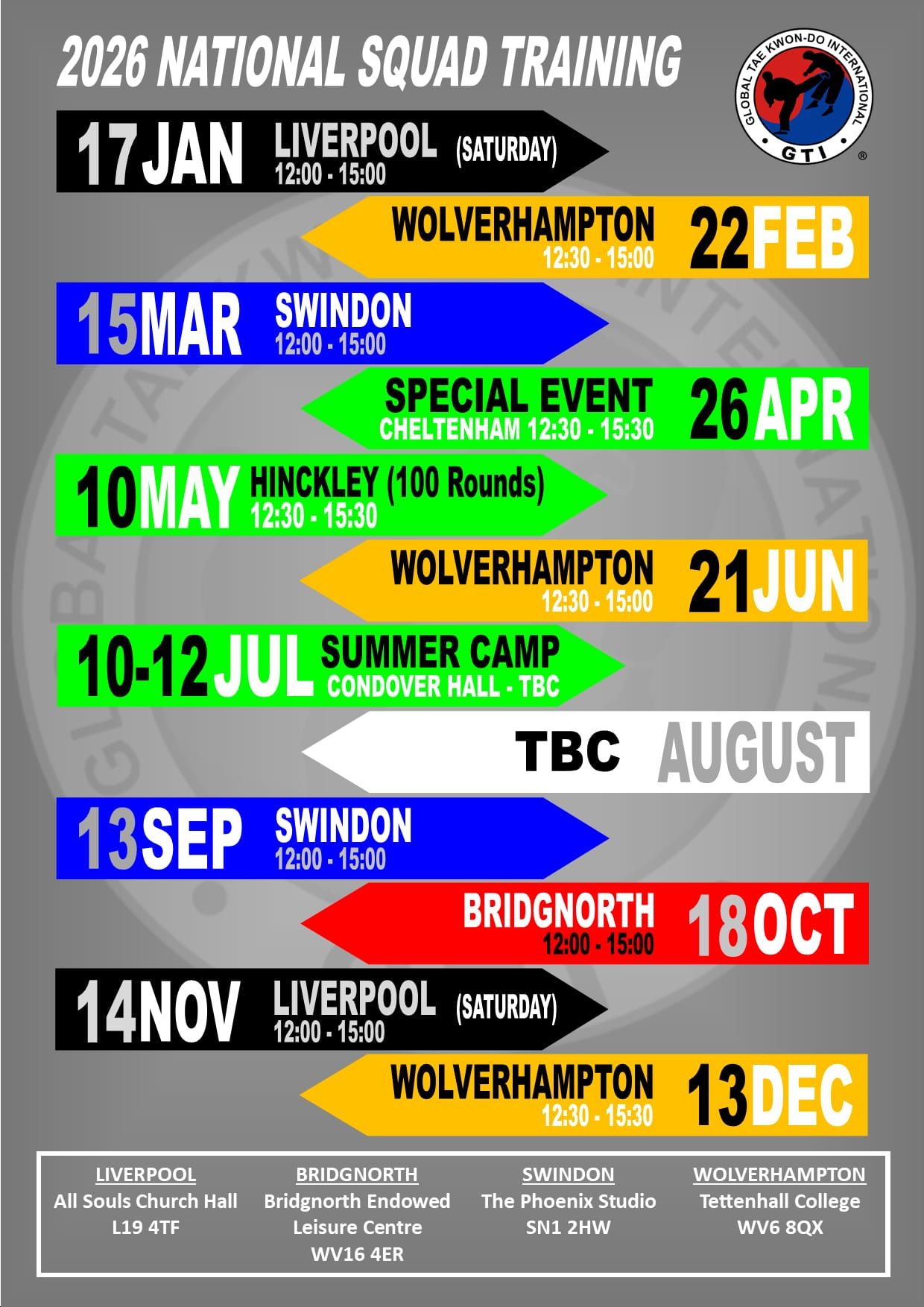 Image showing squad training dates for 2026