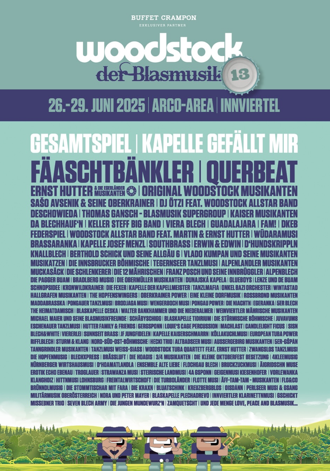 Das Line Up beim Woodstock der Blasmusik 2025