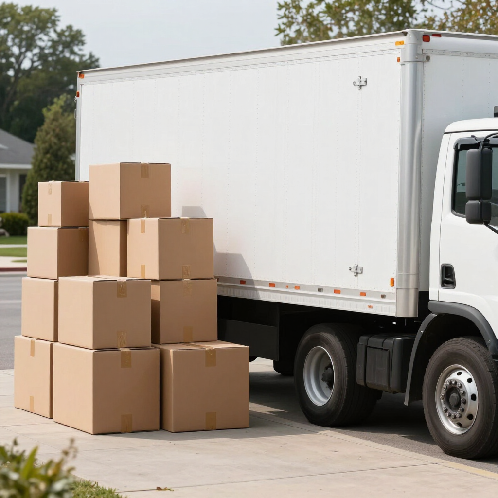 Camión de mudanza listo para carga y traslado