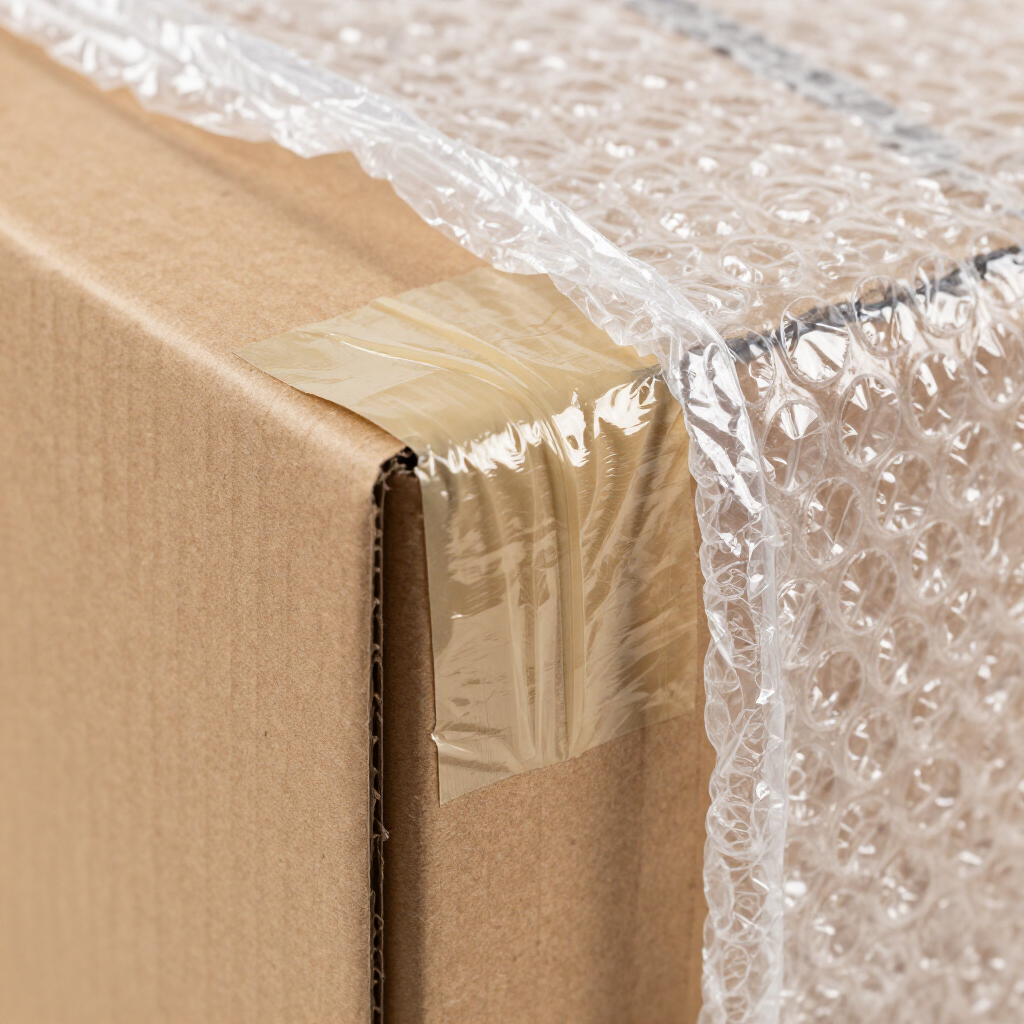 Materiales de empaque para una mudanza: cajas, cinta y burbuja