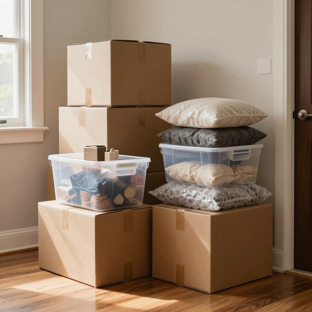 Cajas listas para una mudanza en Chihuahua