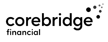 A black and white logo for corebridge financial.