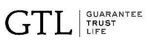 The logo for gtl guarantee trust life is black and white.