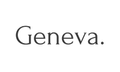 A black and white logo for geneva on a white background.