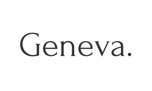 A black and white logo for geneva on a white background.