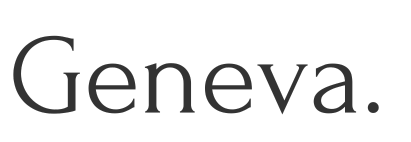 The word geneva is written in black on a white background.