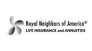 A black and white logo for royal neighbors of america life insurance and annuities.