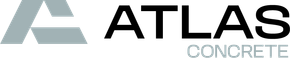 Atlas Concrete logo with a gray triangular shape and the word 