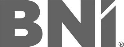 The bni logo is a gray and white logo on a white background.