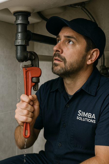 A man is fixing a sink with a wrench.