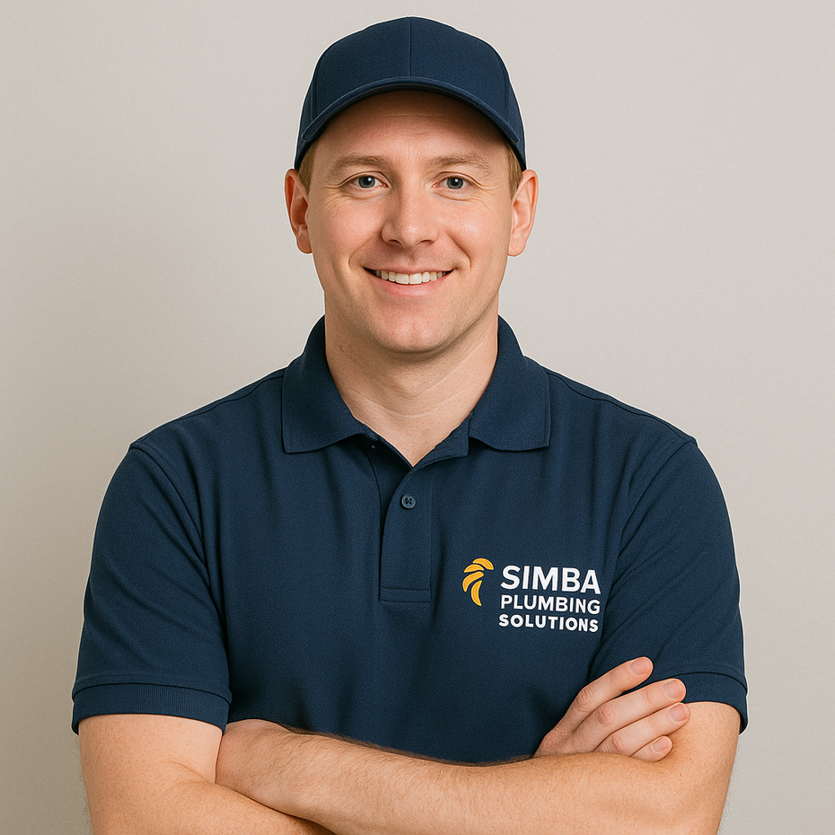 A man in a blue shirt is holding a wrench and smiling.
