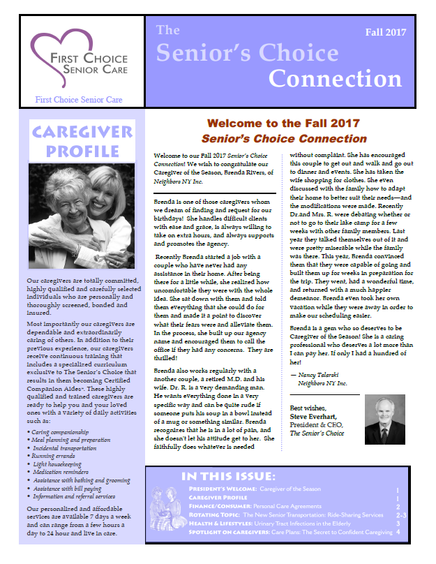 Fall 2017 Newsletter First Choice Senior Care