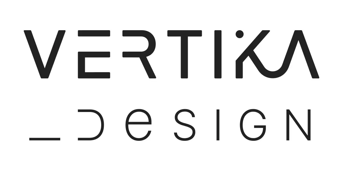 Un logo noir et blanc pour une entreprise appelée vertika design.