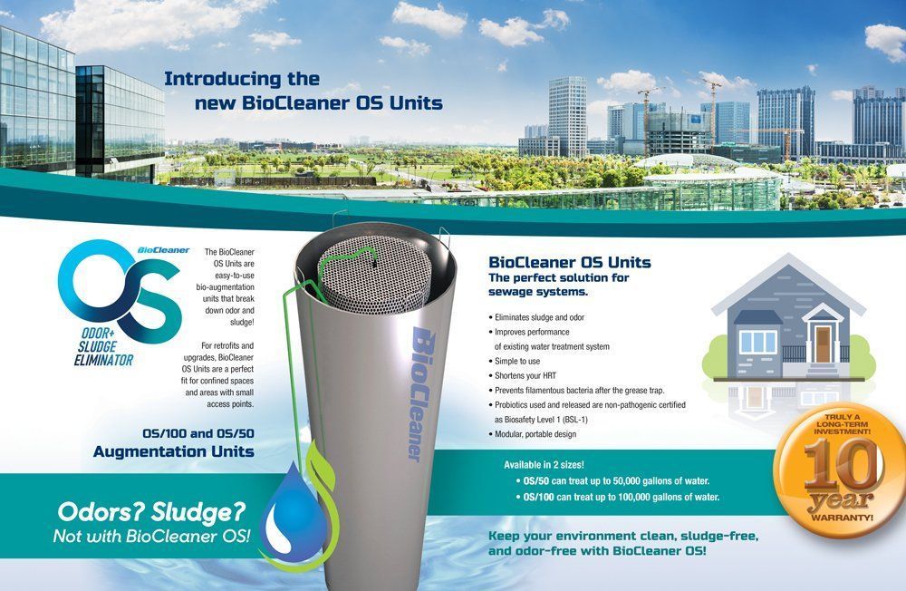 Advertisement for biocleaner os units