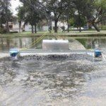 A water aerator in a pond