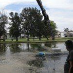 Man standing near pond